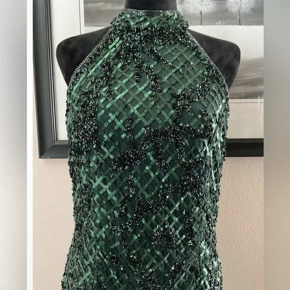 Mac Duggal Green Sequin Midi Dress - Picture 7 of 16